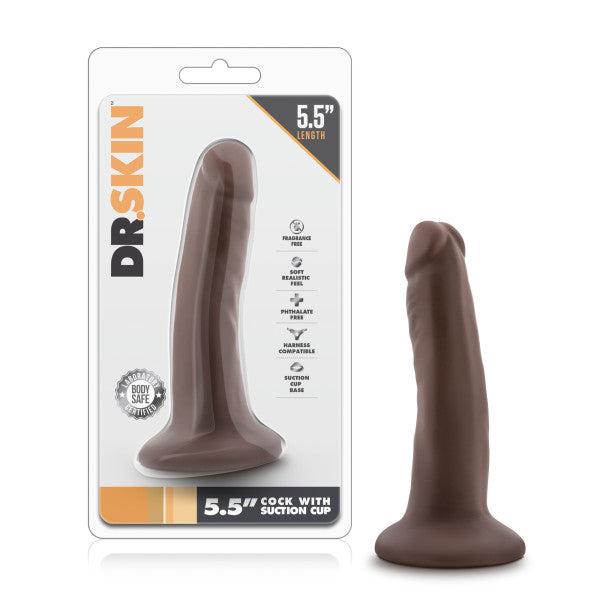 Dr Skin 5.5 Cock W- Suction Cup Chocolate