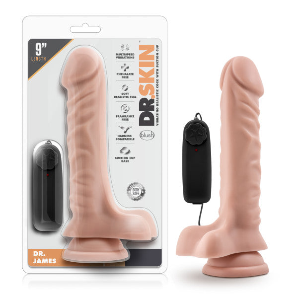 Dr. Skin Dr. James 9in Vibrating Cock W- Suction Cup Vanilla