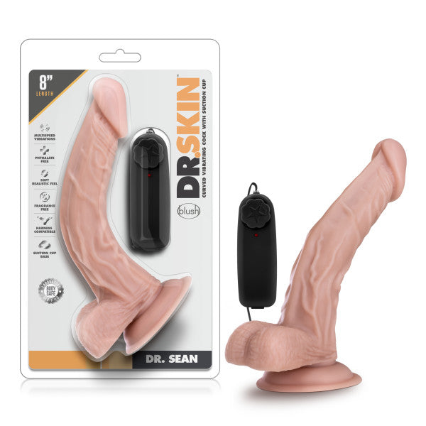 Dr. Skin Dr. Sean 8in Vibrating Cock W- Suction Cup Vanilla