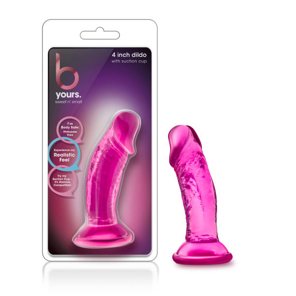 B Yours Sweet N Small 4in Dildo W- Suction Cup Pink