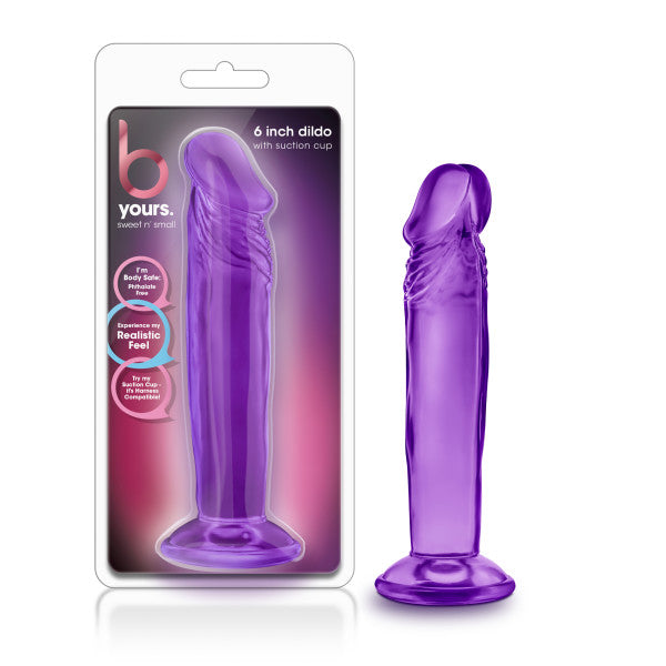 B Yours Sweet N Small 6in Dildo W- Suction Cup Purple
