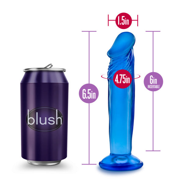 B Yours Sweet N Small 6in Dildo W- Suction Cup Blue