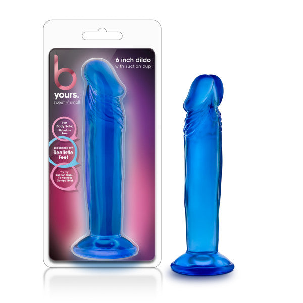 B Yours Sweet N Small 6in Dildo W- Suction Cup Blue