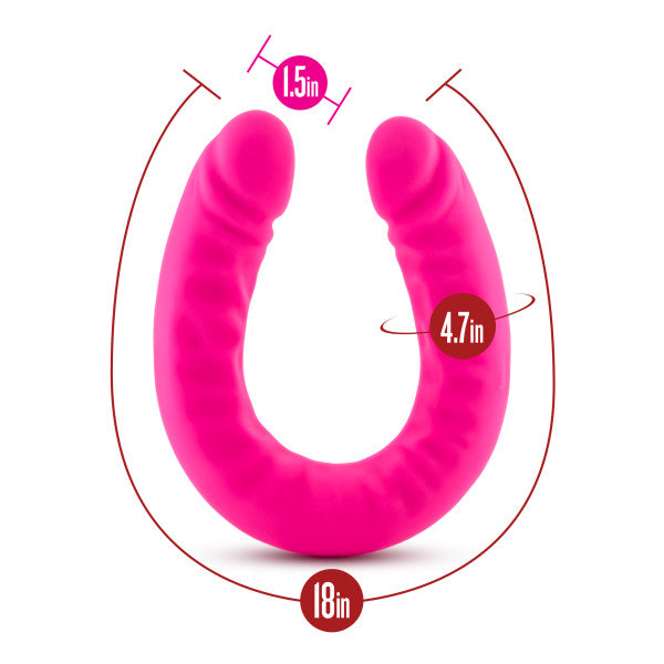 Ruse 18 Silicone Slim Double Dong Hot Pink 