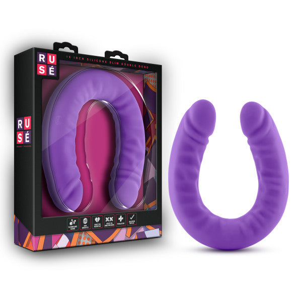 Ruse 18 Silicone Slim Double Dong Purple 
