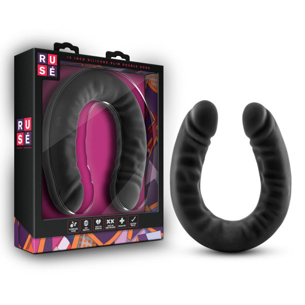 Ruse 18 Silicone Double Headed Dildo Black 