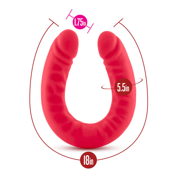 Ruse 18 Silicone Double Headed Dildo Cerise 