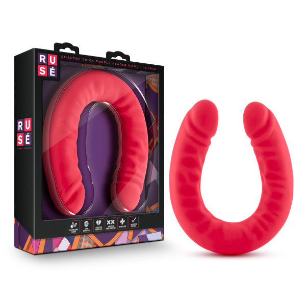 Ruse 18 Silicone Double Headed Dildo Cerise 