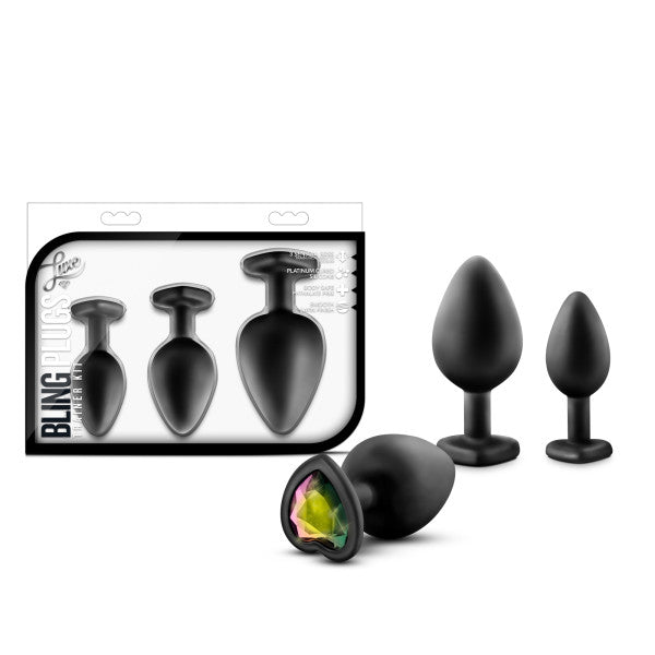 Luxe Bling Plugs Training Kit Black W-rainbow Gems