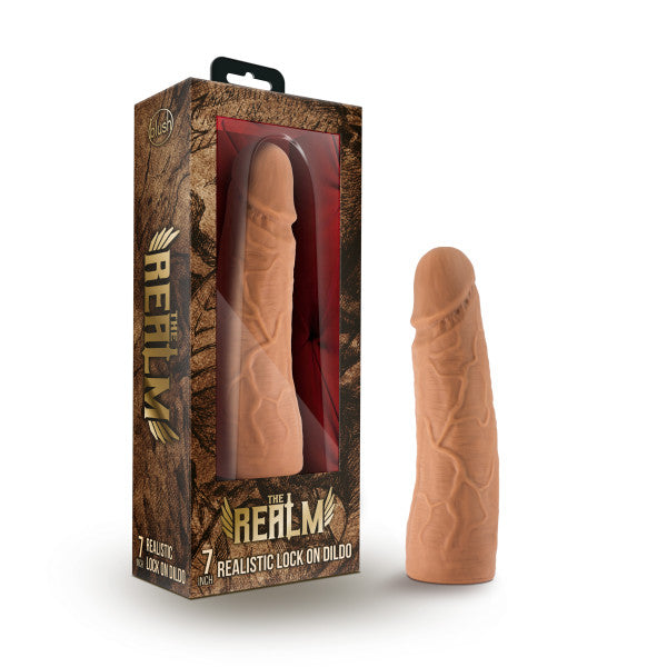 The Realm Realistic 7 In Lock On Dildo Mocha
