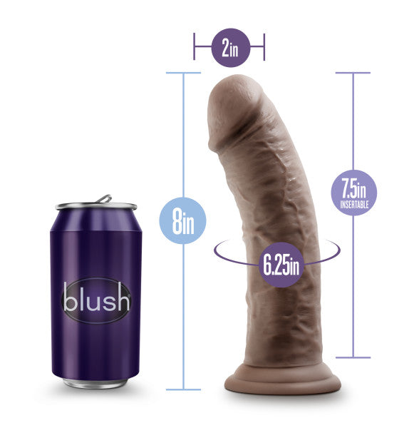 Au Naturel 8in Dildo W- Suction Cup Chocolate