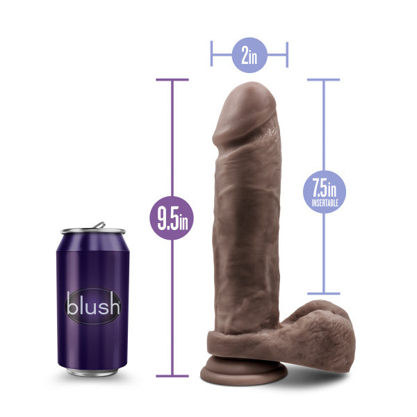 Au Naturel 9.5in Dildo W- Suction Cup Chocolate