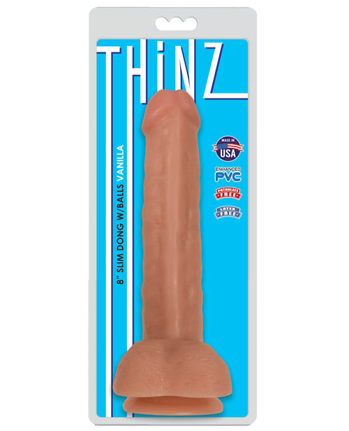 Thinz Slim Dong 8in W- Balls Vanilla