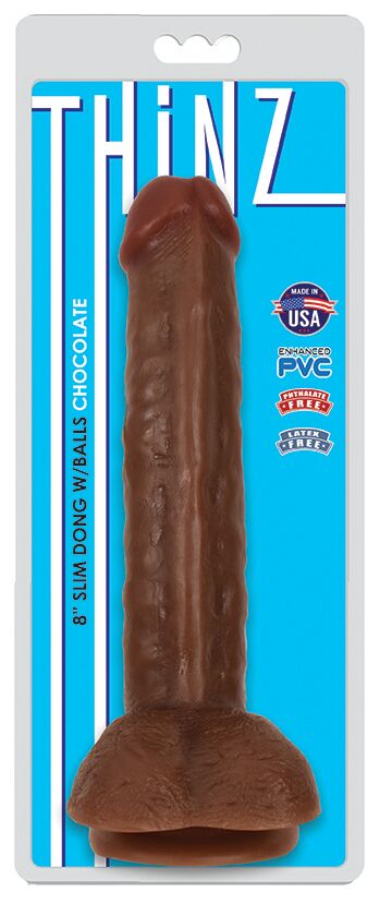 Thinz Slim Dong 8in W- Balls Chocolate