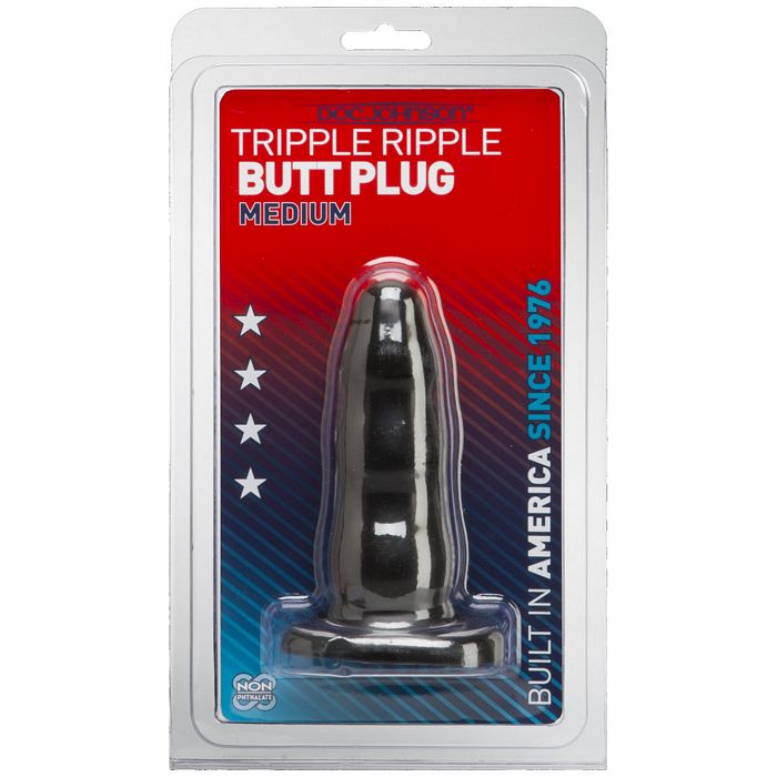 Triple Ripple Butt Plug Blk Med Cd