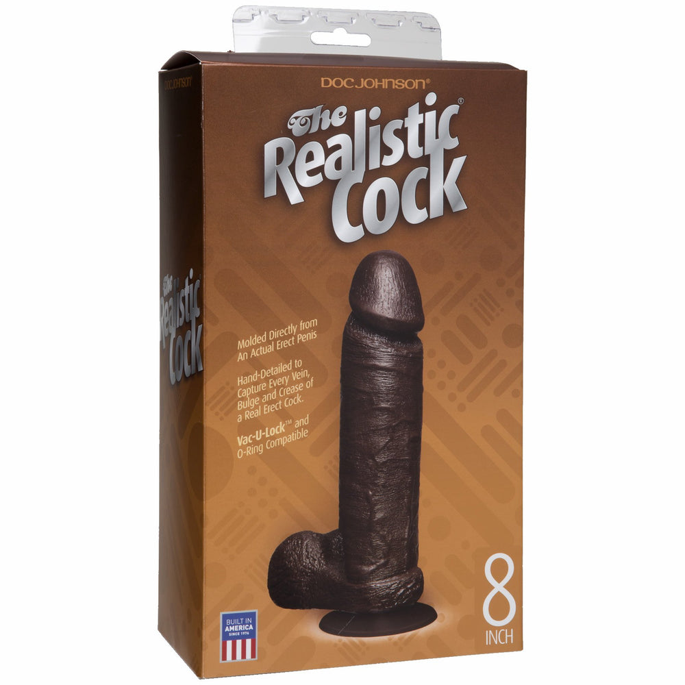 Realistic Cock 8in Black Bx