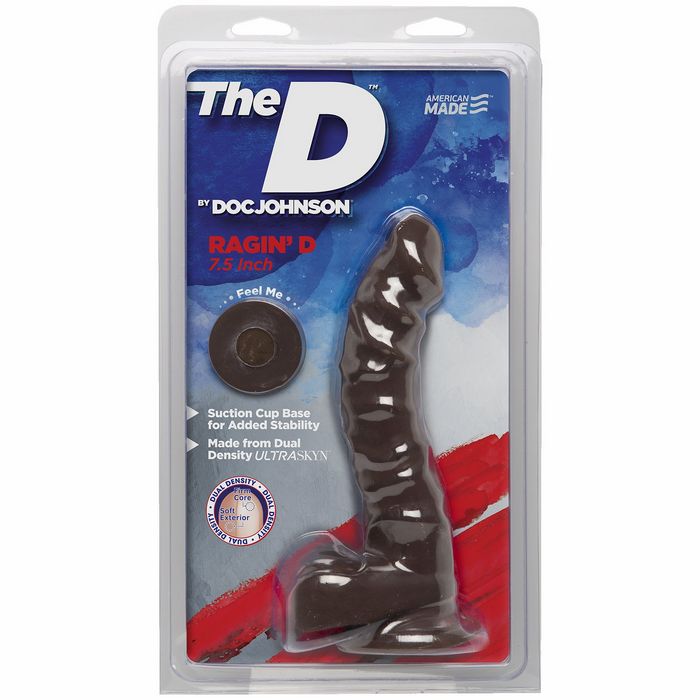 The D Ragin' D 7.5 W-balls Chocolate Brown Dildo 