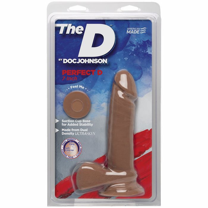 The D Perfect D 7 W-balls Caramel Tan Dildo 