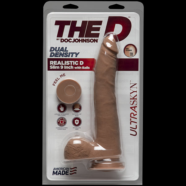 The D Realistic D 9 In Slim W- Balls Ultraskyn Caramel
