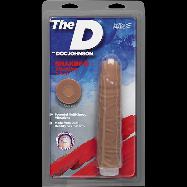 The D Shakin' D Vibrating 7 Ultraskyn Caramel 
