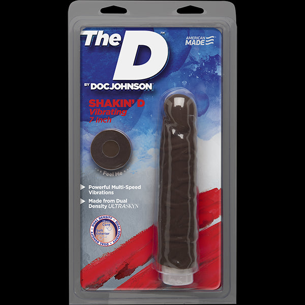 The D Shakin' D Vibrating 7 Ultraskyn Chocolate 