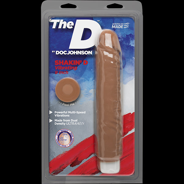 The D Shakin' D Vibrating 9 Ultraskyn Caramel 
