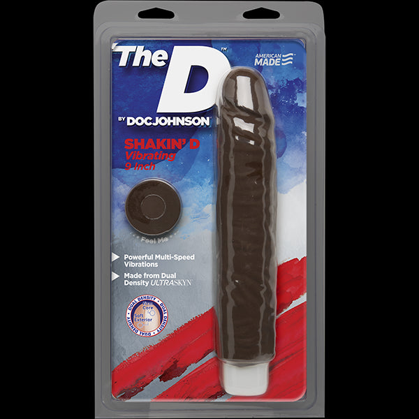 The D Shakin' D Vibrating 9 Ultraskyn Chocolate 