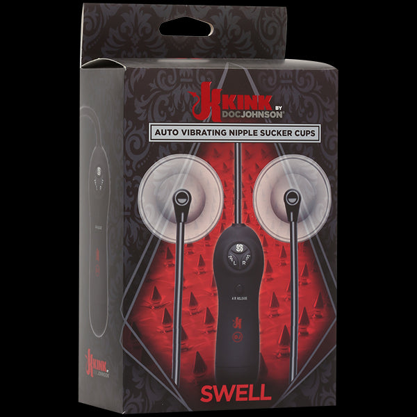 Kink Swell Auto Vibrating Nipple Sucker Cups Black