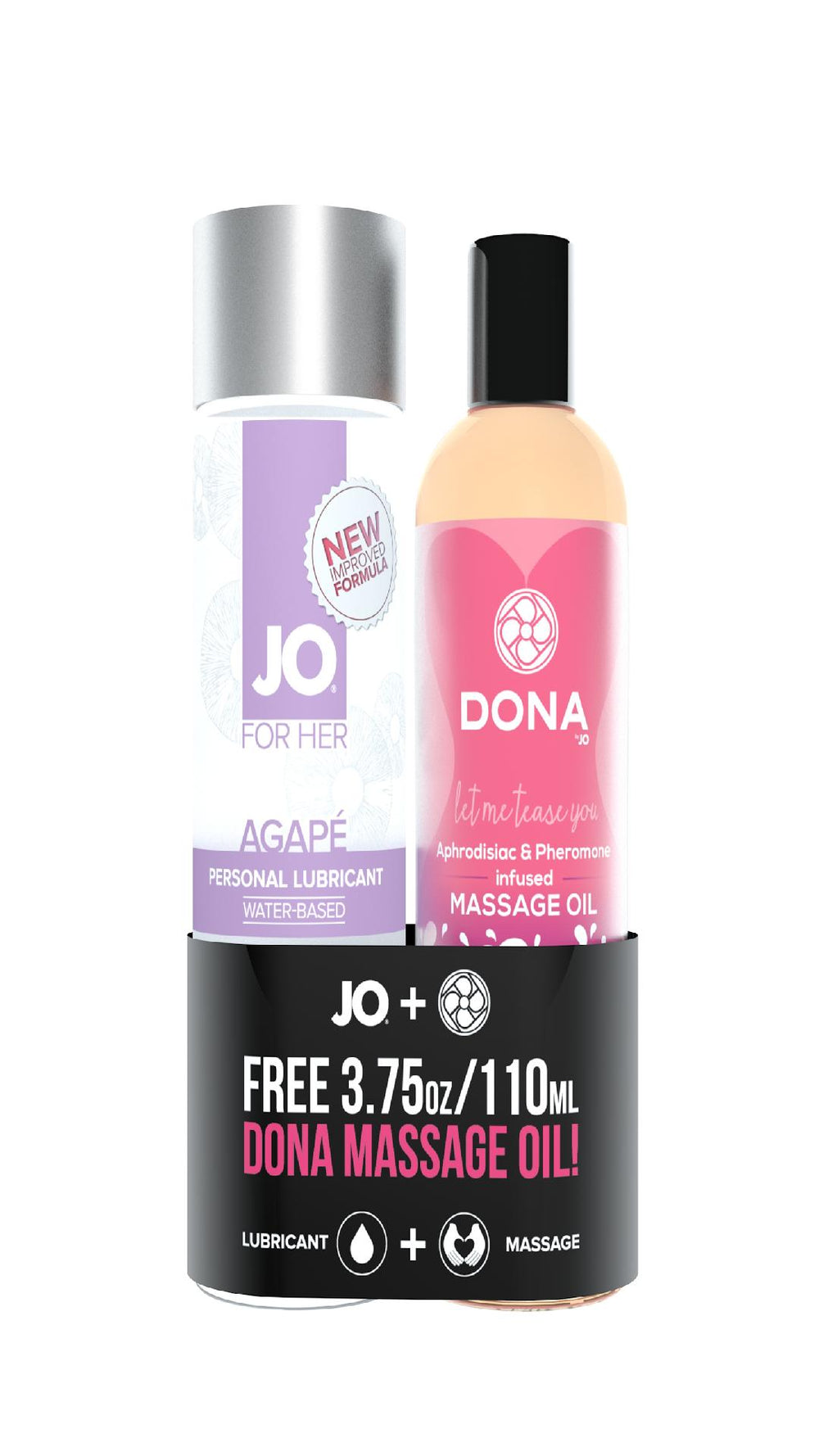 Jo Agape Original 4 Oz + Free Dona Flirty Massage Oil 3.75oz