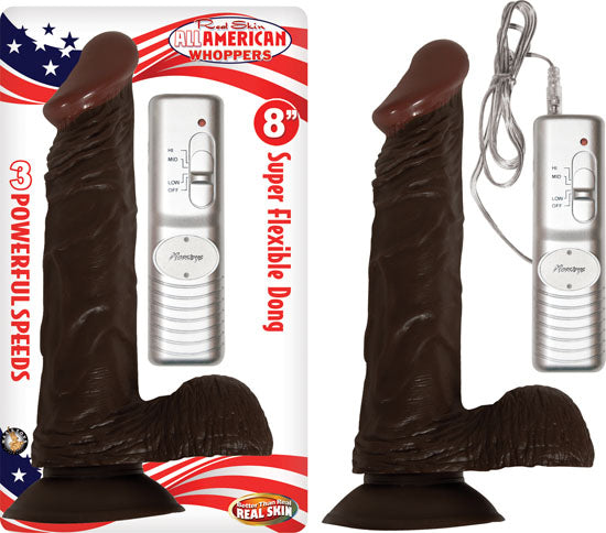 Afro American Whopper W-balls Vibrating 8in Brown