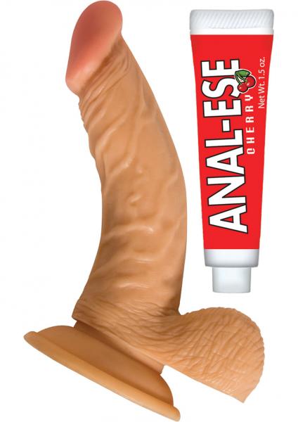 All American Whoppers 6.5in Curved Dong W-balls Flesh