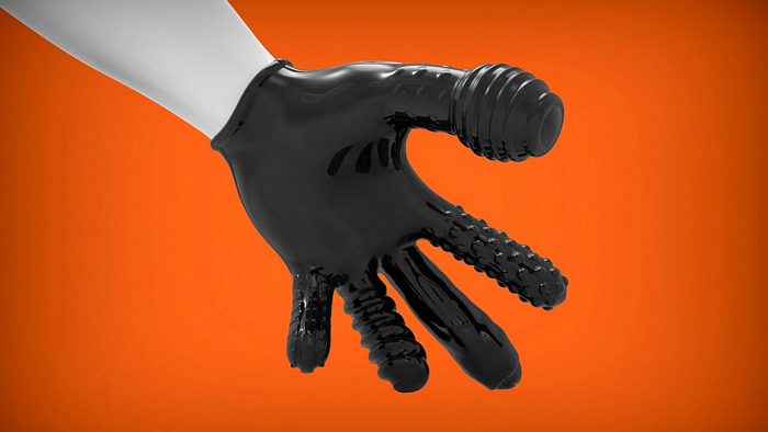 Finger Fuck Textured Glove Oxballs Black