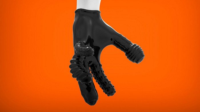 Finger Fuck Textured Glove Oxballs Black