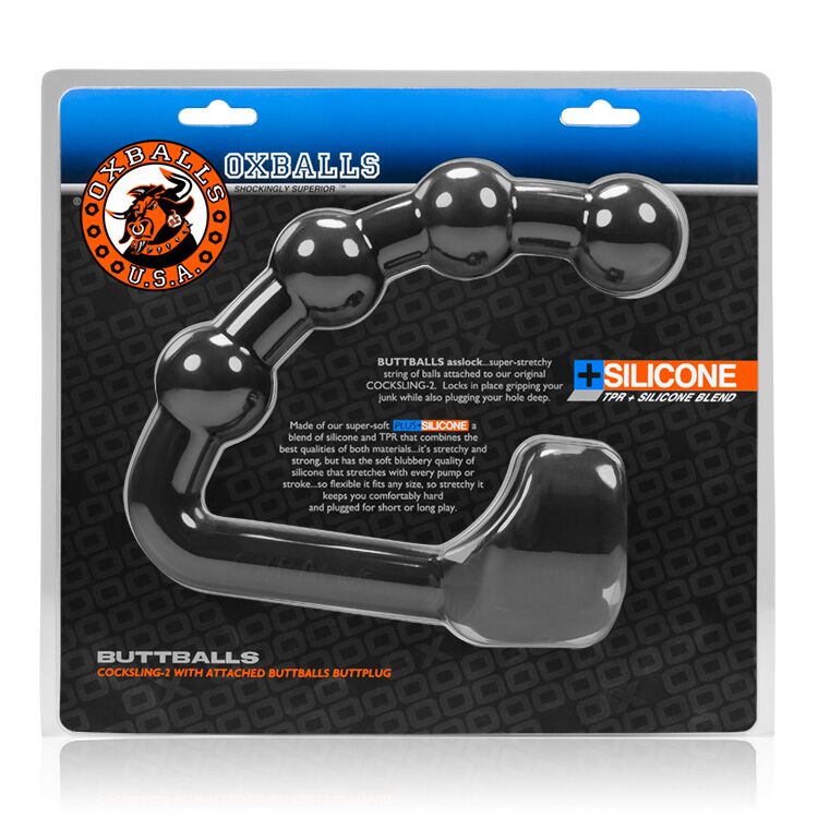 Buttballs Asslock & Cocksling Oxballs Silicone-tpr Blend Black Ice