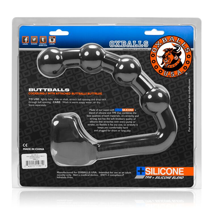 Buttballs Asslock & Cocksling Oxballs Silicone-tpr Blend Black Ice