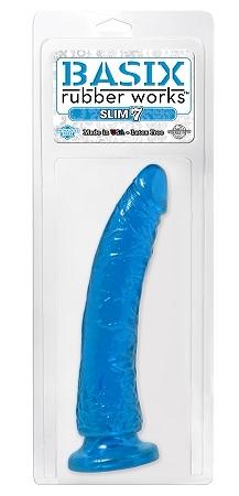 Basix Rubber Works Blue Slim 7in Dong W- Suction Cup