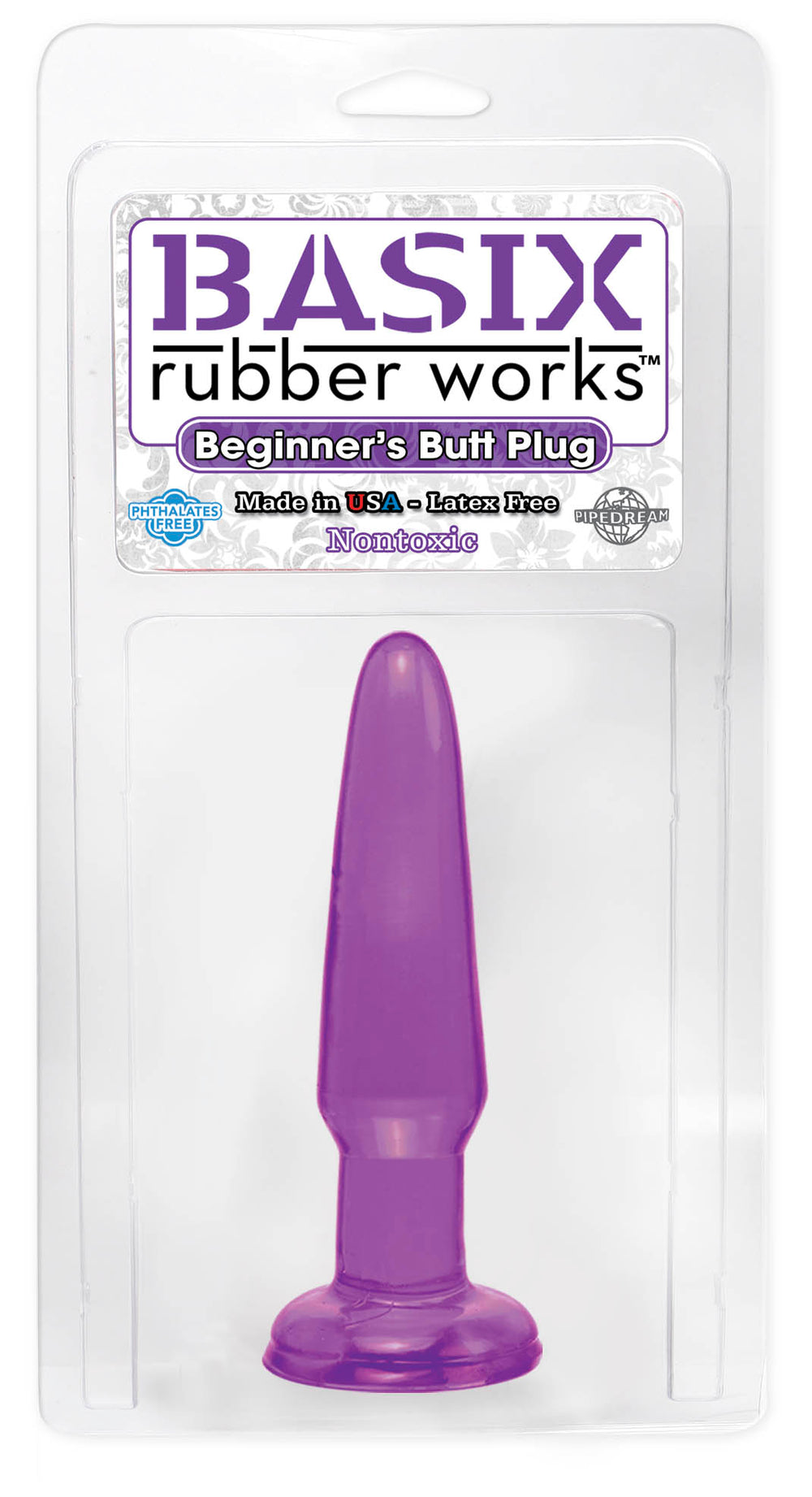 Basix Rubber Works 3.5in Beginners Butt Plug Purple