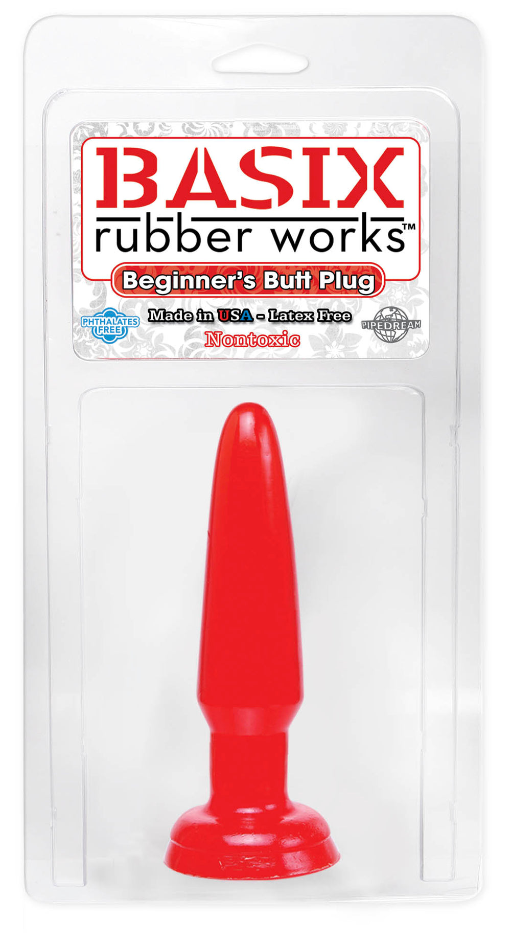 Basix Rubber Works 3.5in Beginner Butt Plug Red