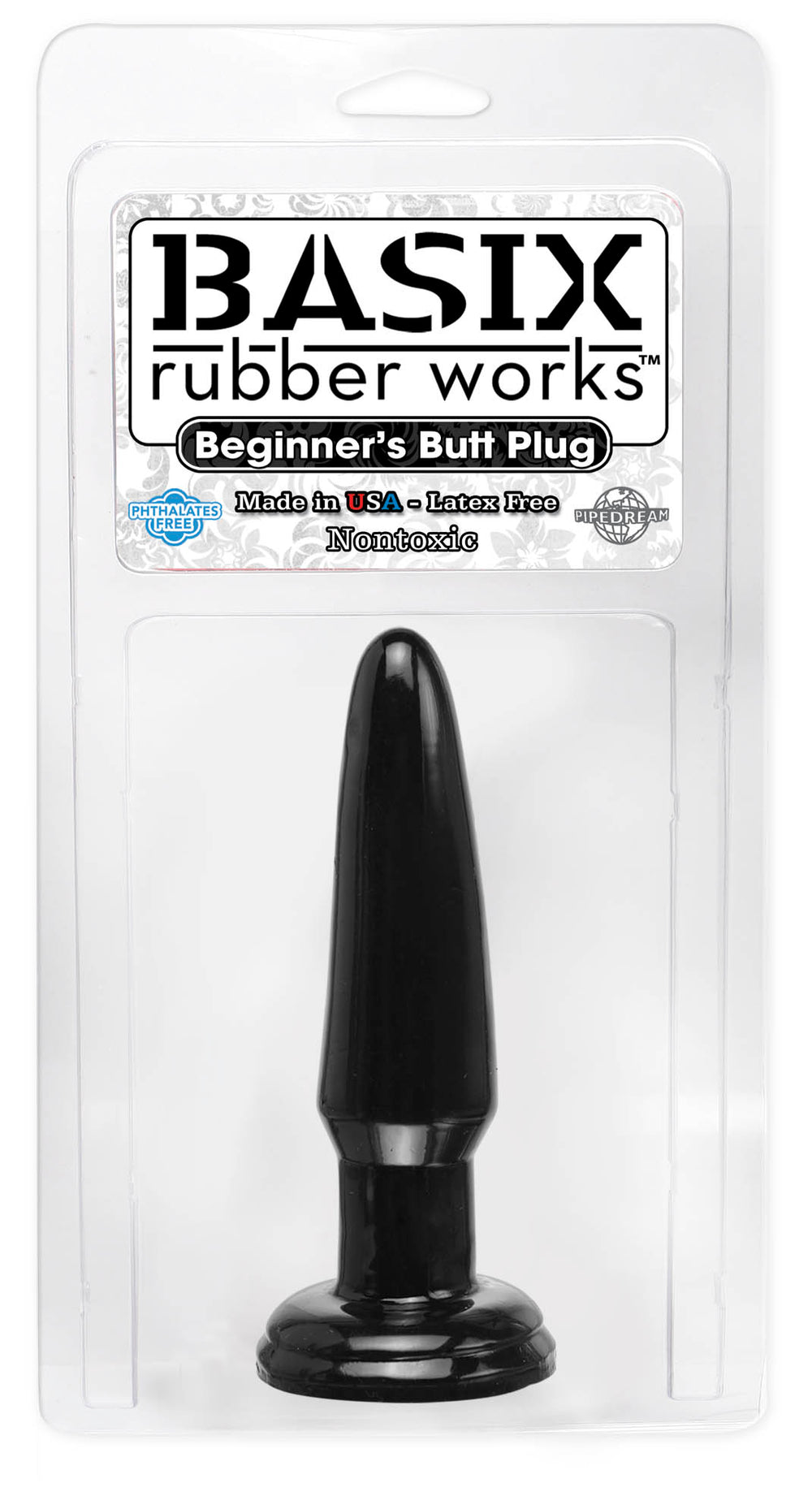 Basix Rubber Works 3.5in Beginner Butt Plug Black