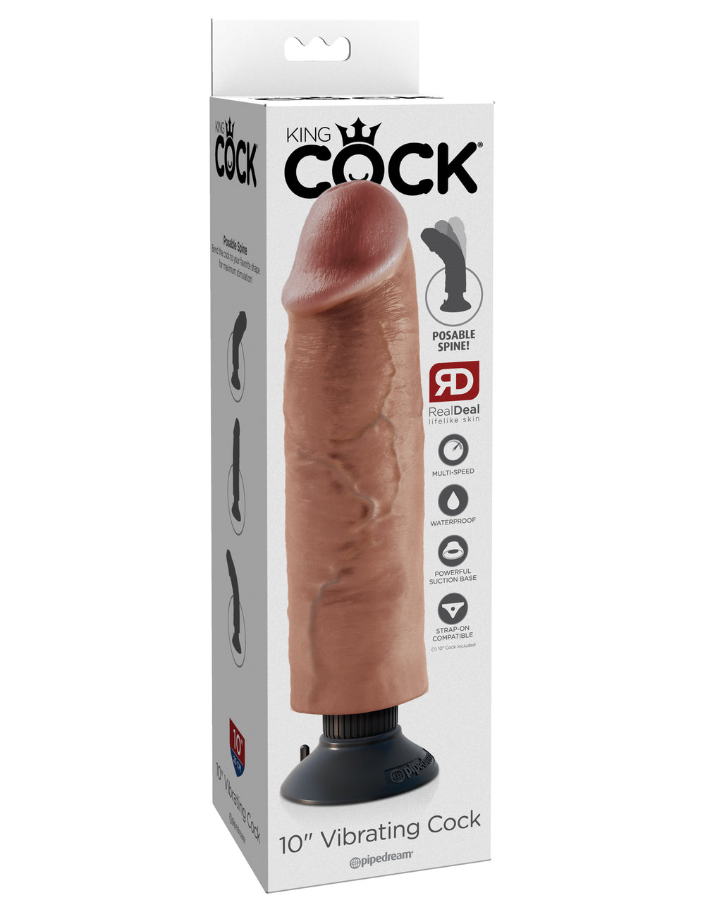 King Cock 10in Vibrating Tan