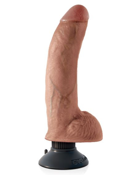 King Cock 9in Vibrating Tan W- Balls