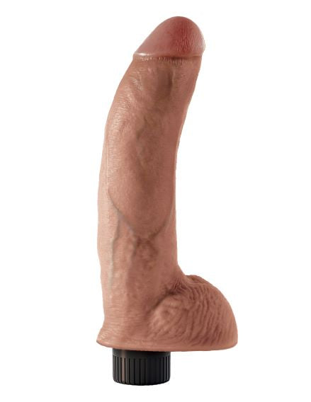 King Cock 9in Vibrating Tan W- Balls