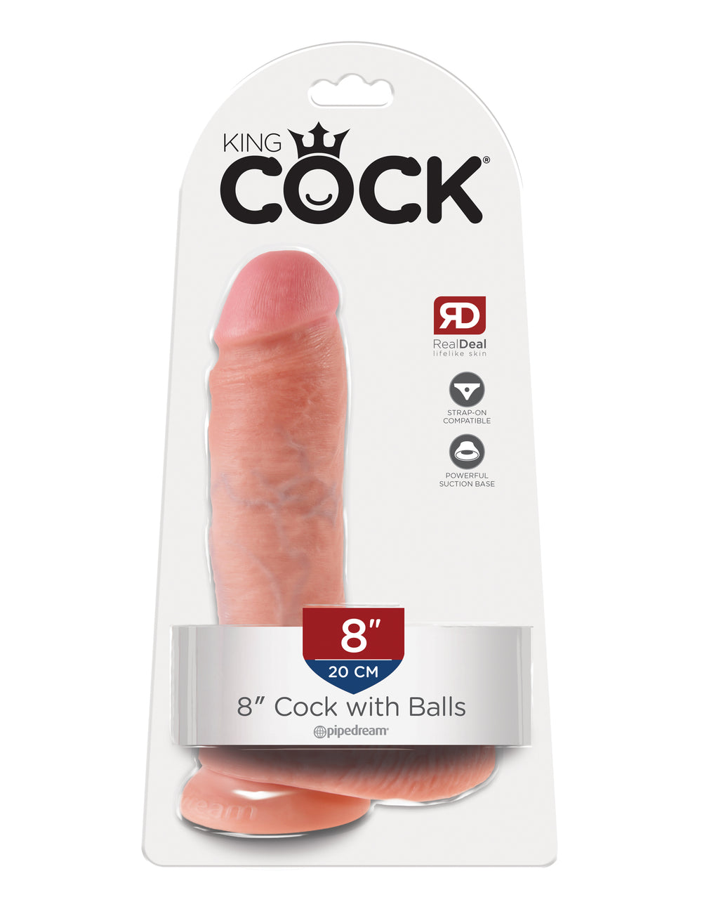 King Cock 8in Cock W-balls Flesh