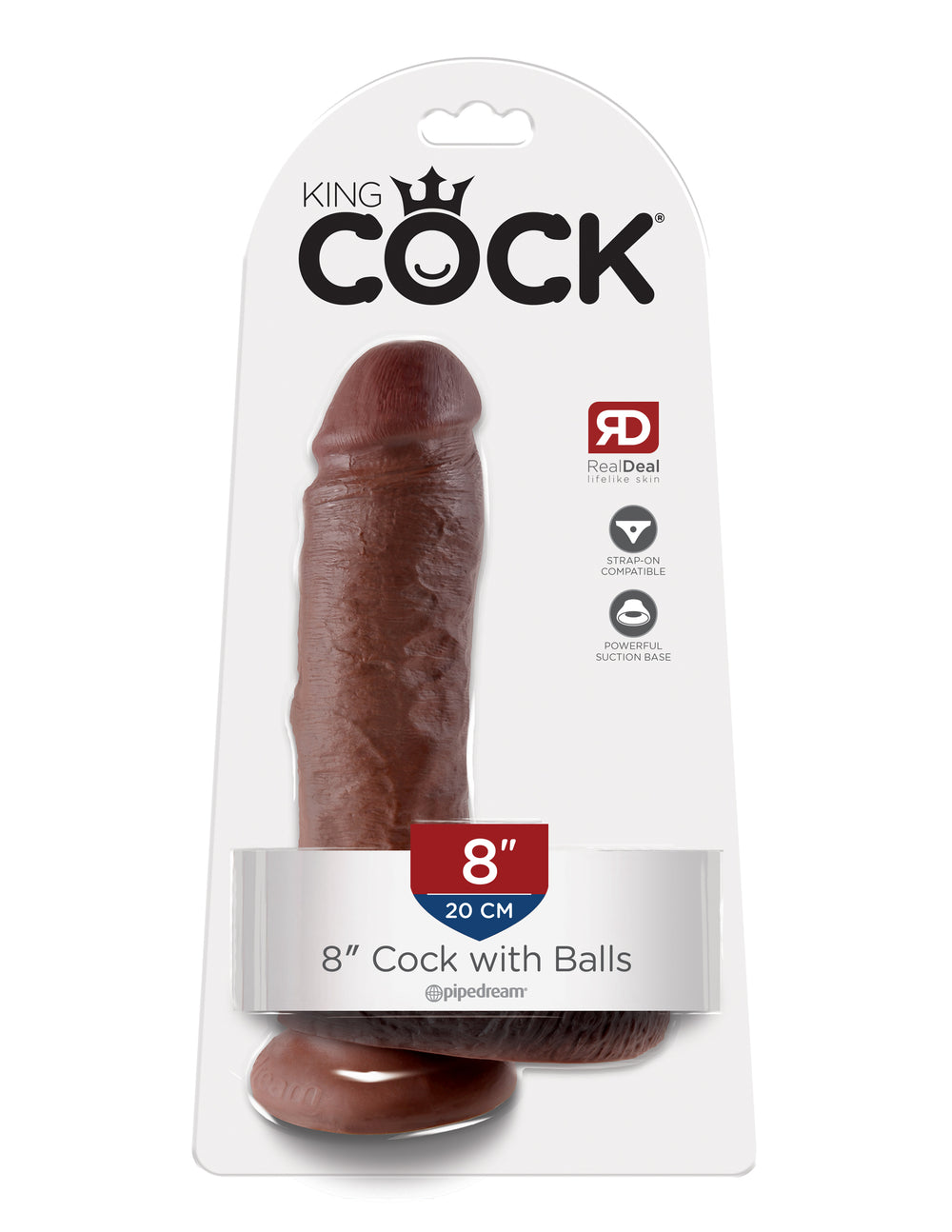 King Cock 8in Cock W-balls Brown