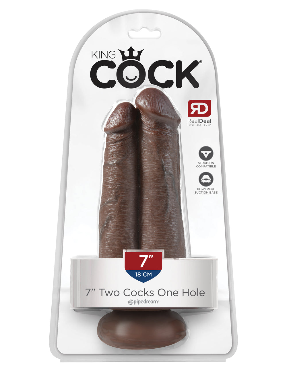 King Cock 7 Two Cocks One Hole Brown 