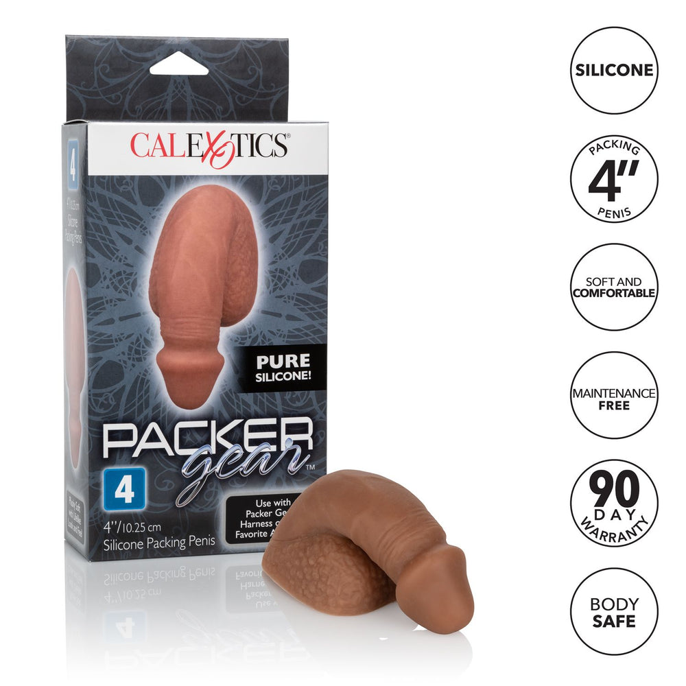 Packer Gear 4in Silicone Penis Brown