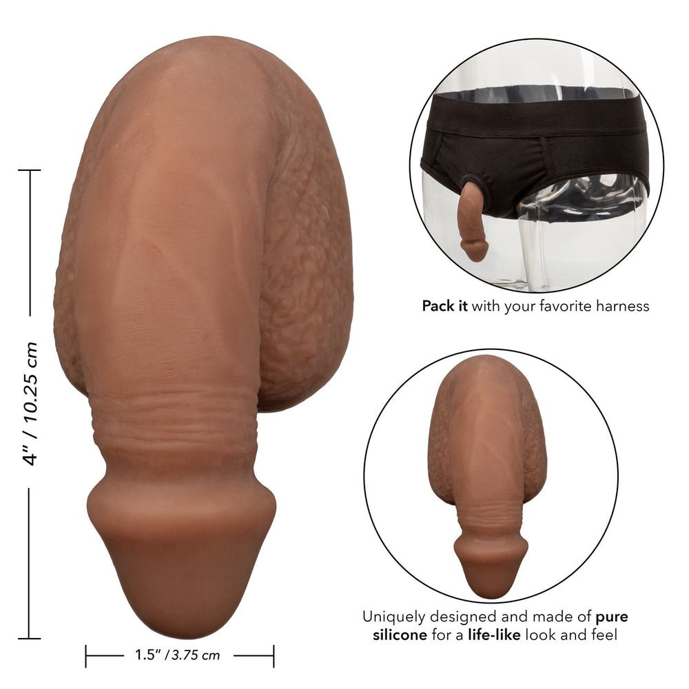 Packer Gear 4in Silicone Penis Brown