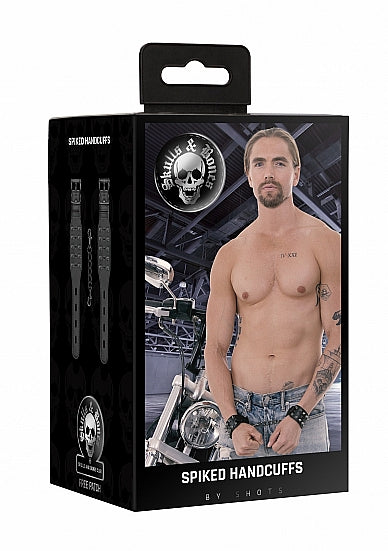 Ouch! Skulls & Bones Handcuffs W- Spikes Black