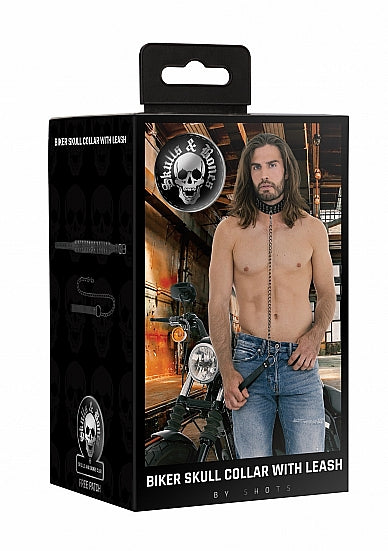 Ouch! Skulls & Bones Neck Chain W- Skulls And Leash Black