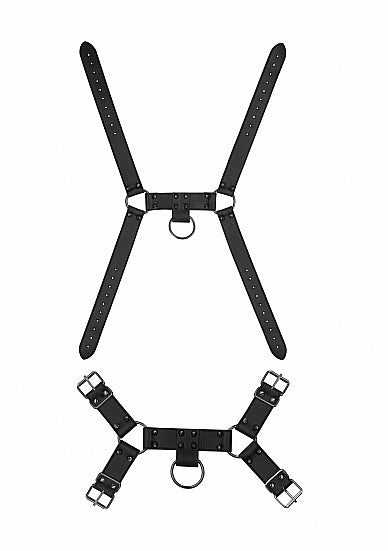 Ouch! Skulls & Bones Male Harness W- Spikes Black